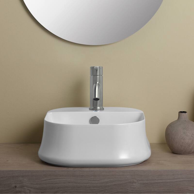 Whitehaus Britannia Square Above Mount Basin with Single Faucet Hole