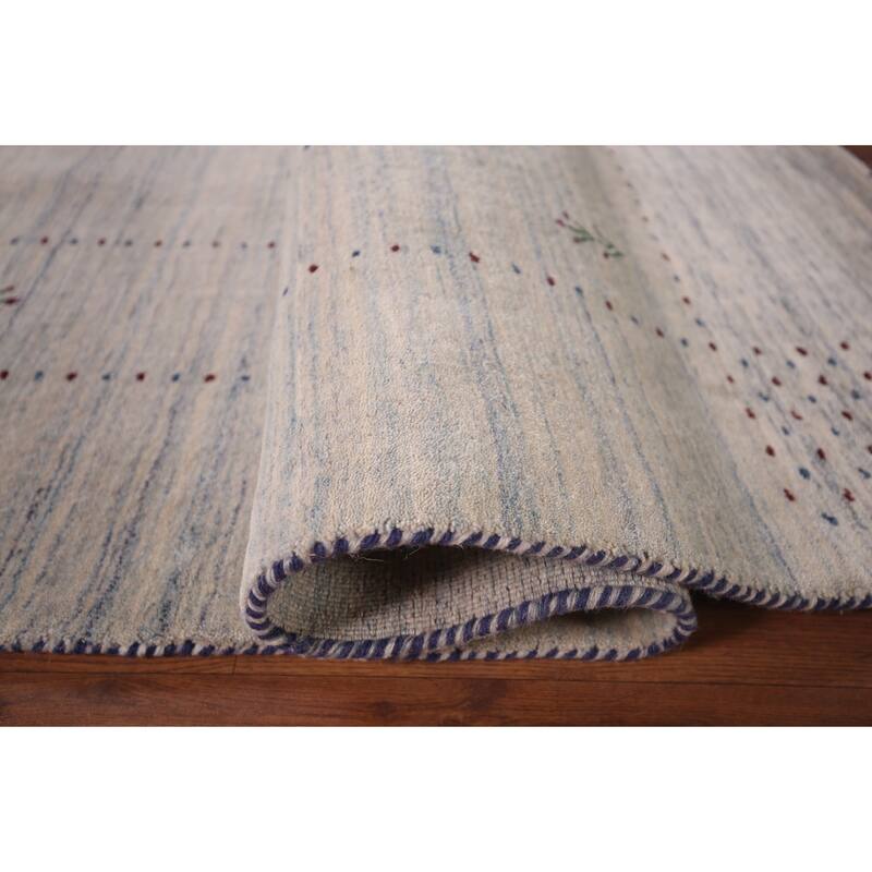 Striped Tribal Gabbeh Indian Area Rug Hand-Knotted Wool Carpet - 8'4"x 9'10"