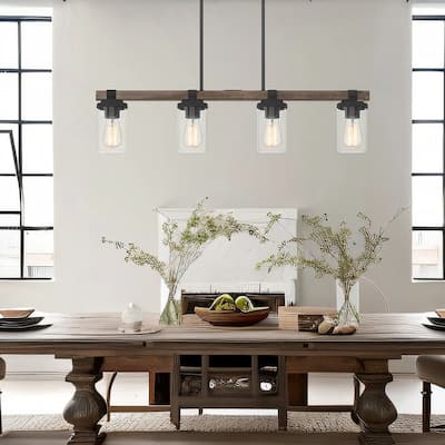 Mackenzi 4-light Farmhouse Linear Chandelier with Clear Glass - 36 inches