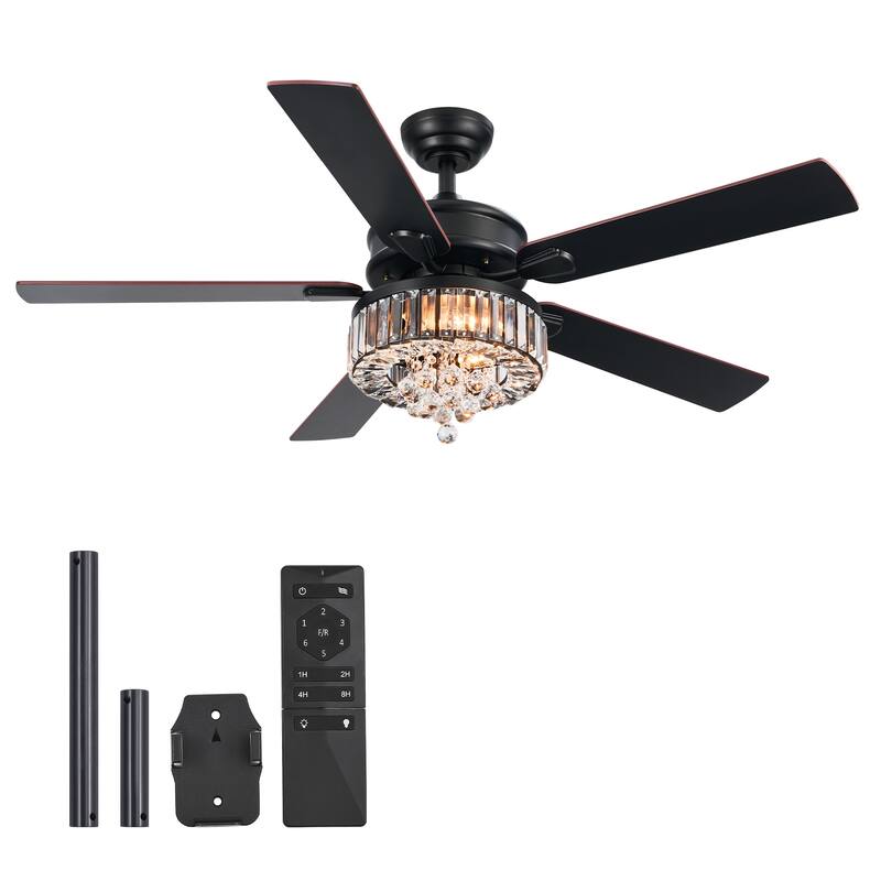 CO-Z 52 Inch Crystal Chandelier Ceiling Fan with Lights and Remote