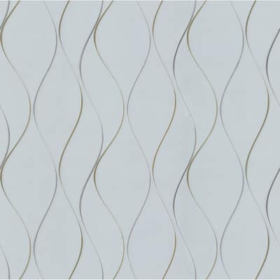 Gainesville Light Blue Non-Woven Unpasted Stripes Wavy Stripe Wallpaper Covers about 57.75 sq. ft.