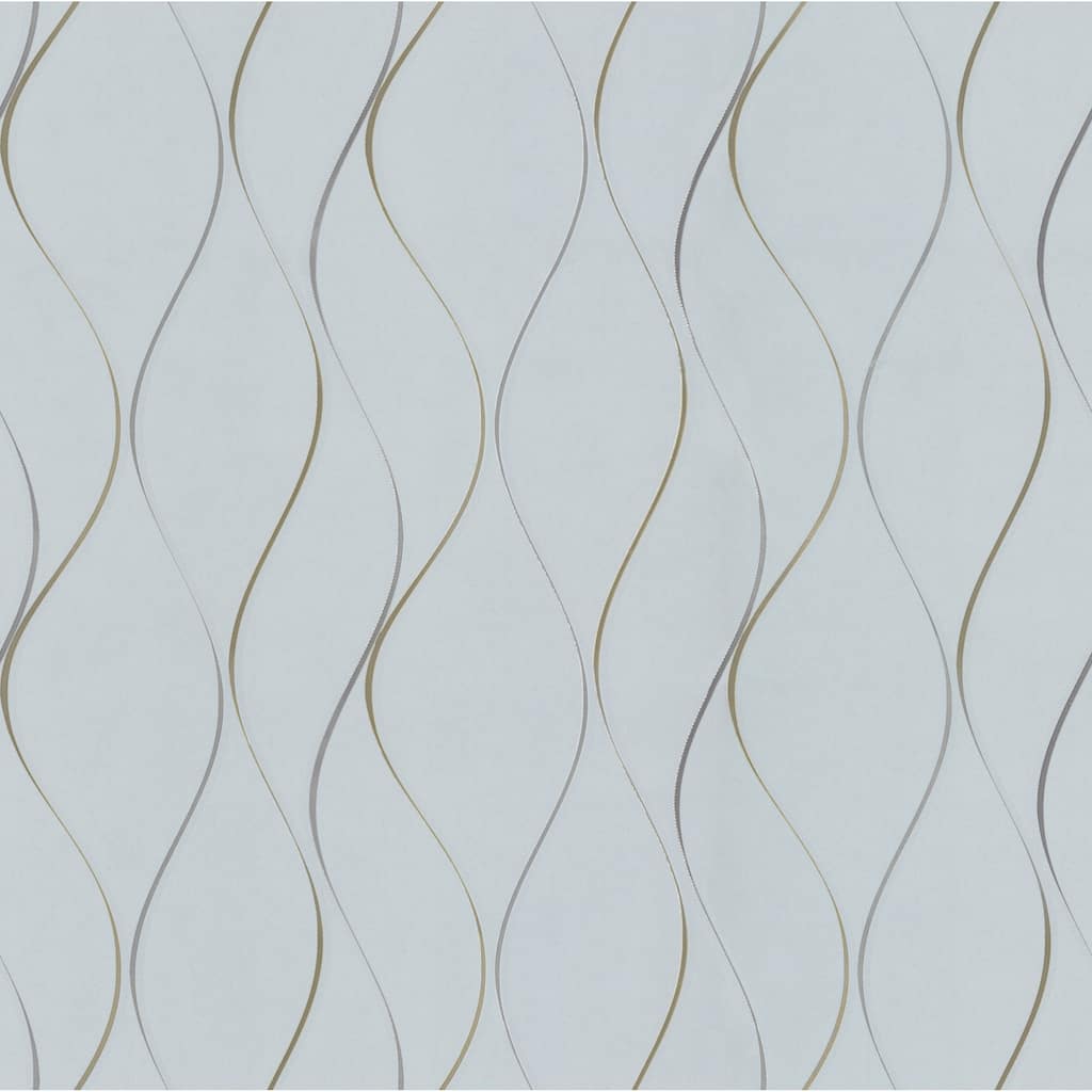 Gainesville Light Blue Non-Woven Unpasted Stripes Wavy Stripe Wallpaper Covers about 57.75 sq. ft.