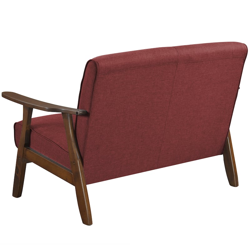 CraftPorch Wenge Wood Mid-Century Modern Linen Loveseat