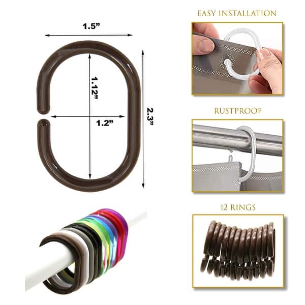 Evideco Shower Curtain Rings Plastic Hooks (Set of 12) Bed Bath & Beyond 17000836