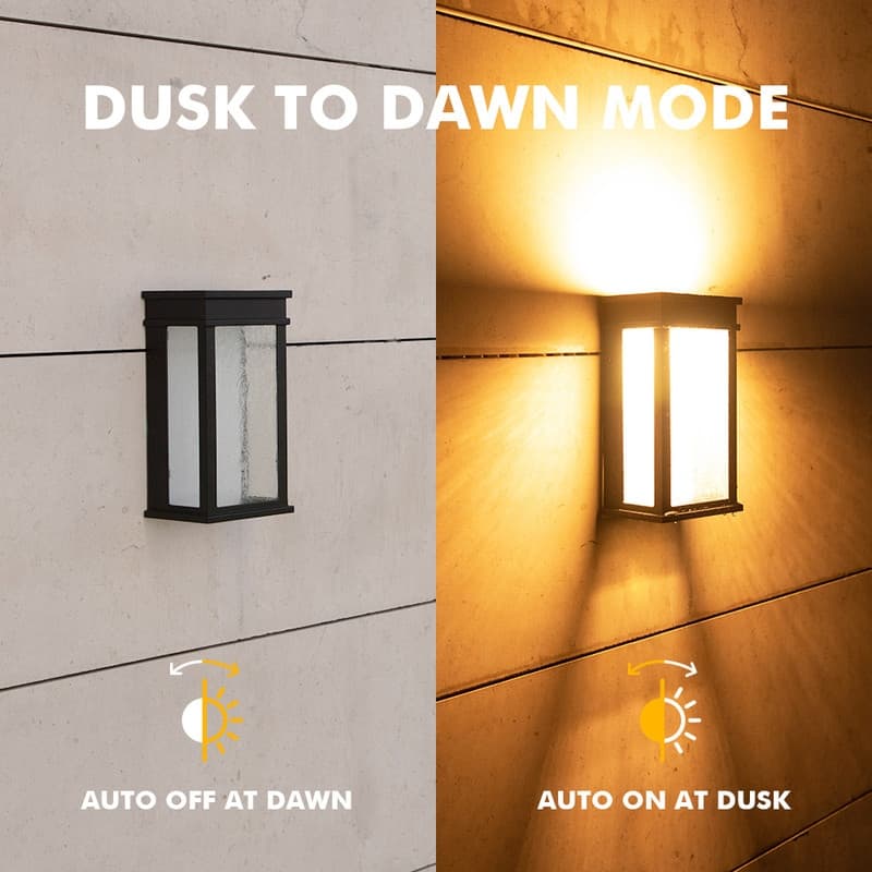 Lutec 1-Light Black Integrated LED Outdoor Wall Sconce with Dusk to Dawn Feature - 4.72 x 8.66 x 3.46