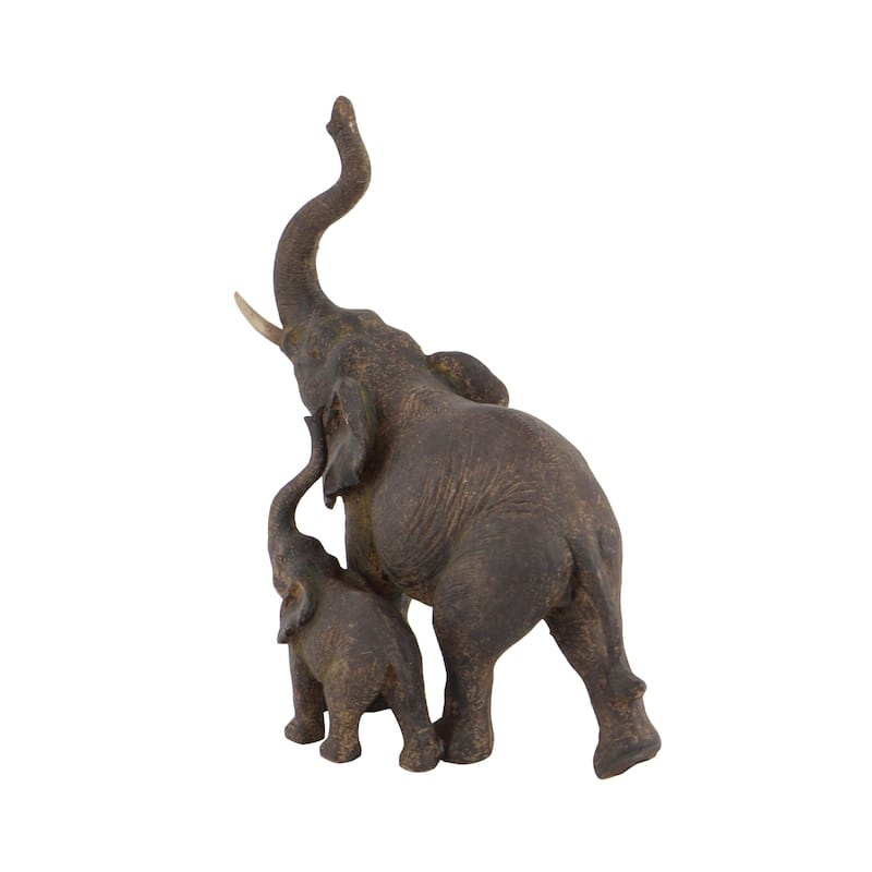 Polystone Elephant Decorative Sculpture - Brown - Roche River Decor