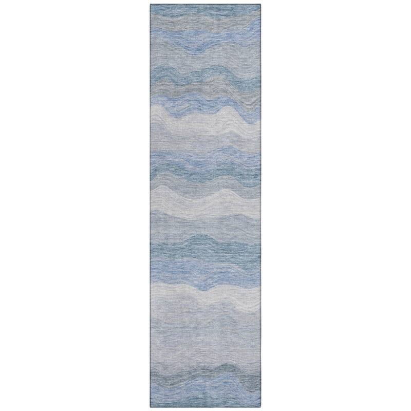 Machine Washable Indoor/ Outdoor Ombre Stripes Chantille Rug