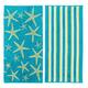 Luxurious Cotton Printed Beach Towel - Starfish - Blue / Yellow
