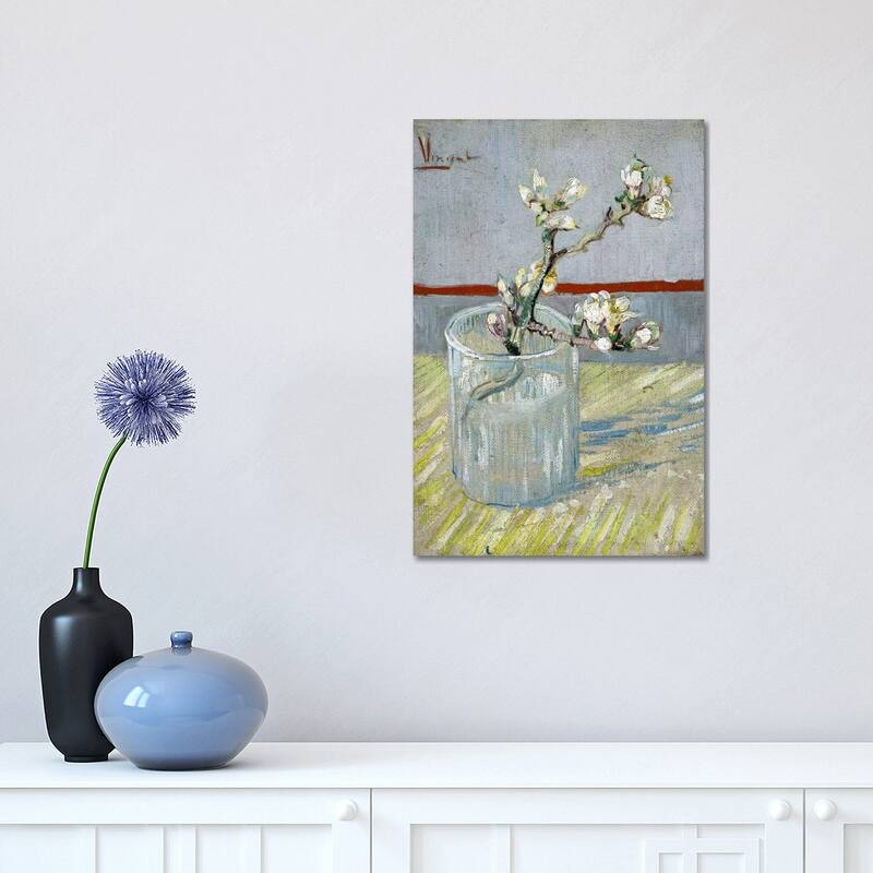 iCanvas "Sprint of Flowering Almond Blossom in a Glass" by Vincent van Gogh Canvas Print - 18x12x1.5