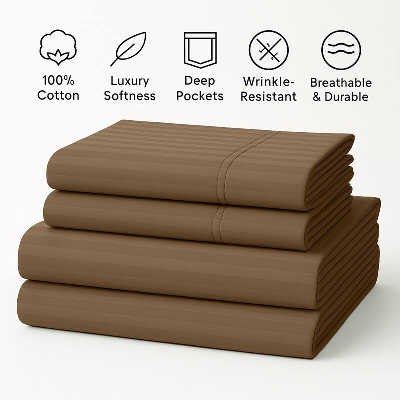 Premium Breathable Cotton Deep Pocket Sheet Set Hotel-Quality Comfort