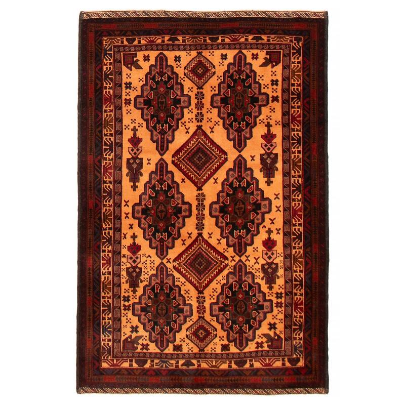 Teimani Beige, Orange Rug 4'1" x 6'4" - 4'1 x 6'4 - Beige/ Light Orange - 4'1 x 6'4