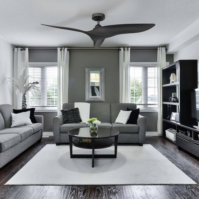 52" Modern ABS 3-Blade Indoor/ Outdoor DC Motor Ceiling Fan without Light