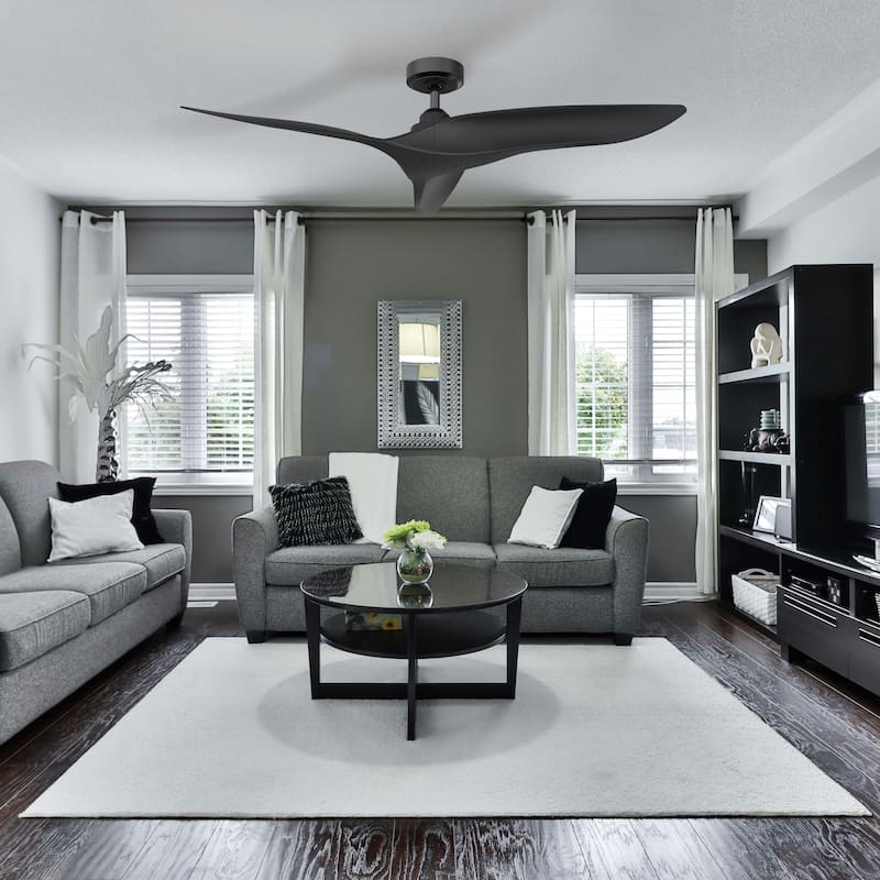 Modern Black 3-Blade 52" Indoor/ Outdoor Ceiling Fan with Remote