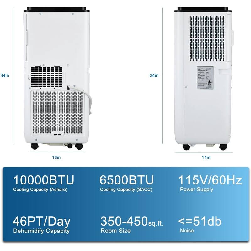 Portable Air Conditioner for Indoor Rooms, 3-In-1 AC Unit for Bedroom