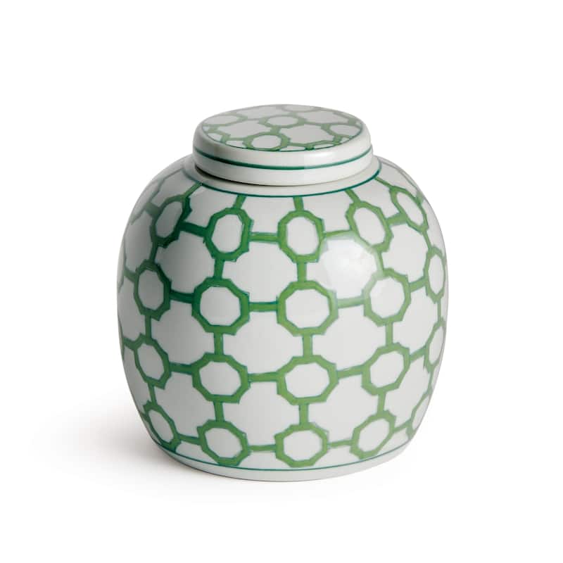 Imperial Link Lidded Jar - Green Link Pattern