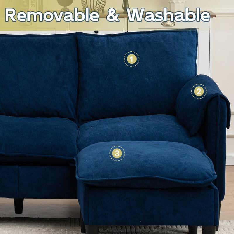 Convertible L-Shape Sofa Bed, Storage, Footstool, 3-Seater Multi-Space