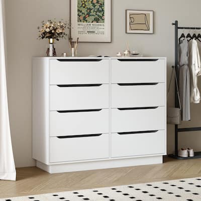 Long Dresser with 8 Drawers, 47.2"W Wooden Dressers Chest of 8 Drawers, Large Capacity Clothing Storage Cabinet