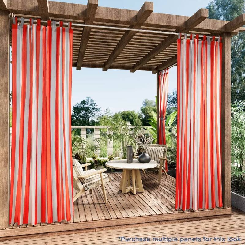 Stripe Outdoor UV Protected Privacy Tab Top Panel - 52"Wx96"L - Tangerine