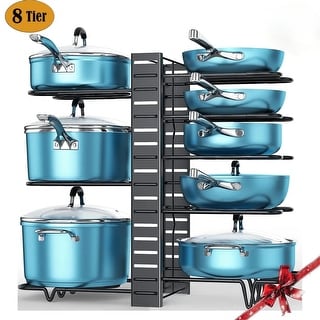 Pots and Pans Organizer 8 Tiers Pot Rack for Kitchen Cabinet - Bed Bath ...