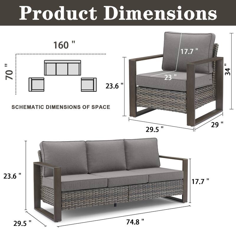 Gymojoy Outdoor Wicker Patio Furniture Sofa Set