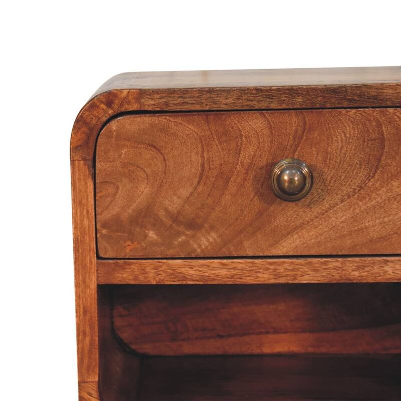 Artisan Furniture Solid Wood Mini Honey Caramel Wall Mounted Bedside with Open Slot