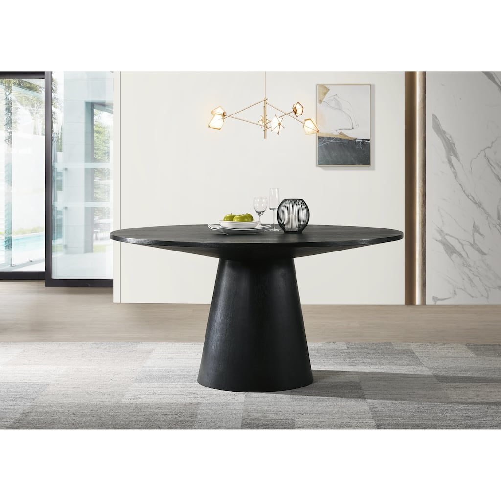 Jasper Ebony Black 59" Wide Contemporary Round Dining Table