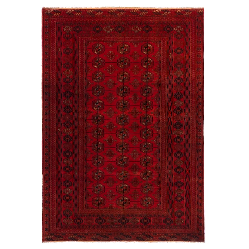 ECARPETGALLERY Hand-knotted Teimani Red Wool Rug - 4'1 x 5'10