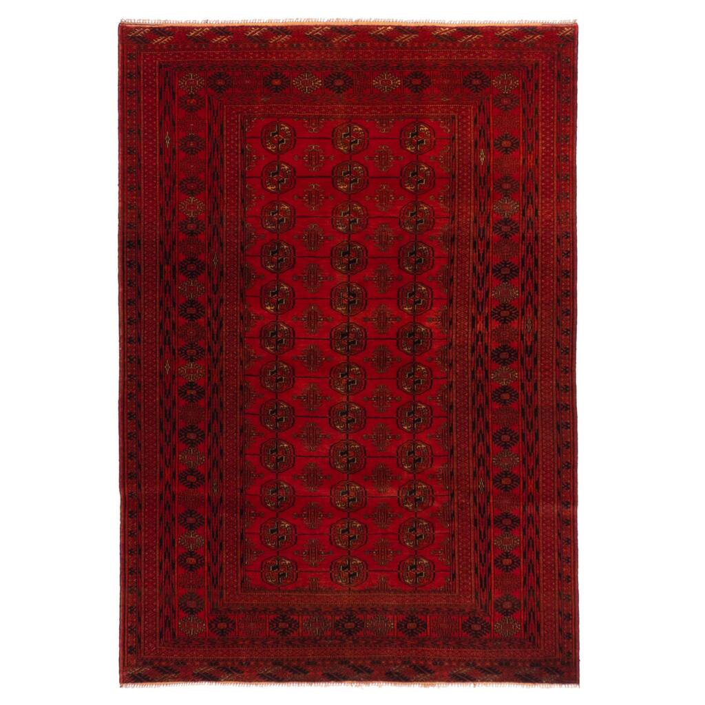 ECARPETGALLERY Hand-knotted Teimani Red Wool Rug - 4'1 x 5'10