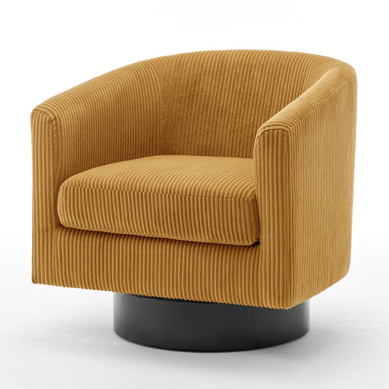 Corduroy Upholstered Swivel Barrel Chair (Set of 2)