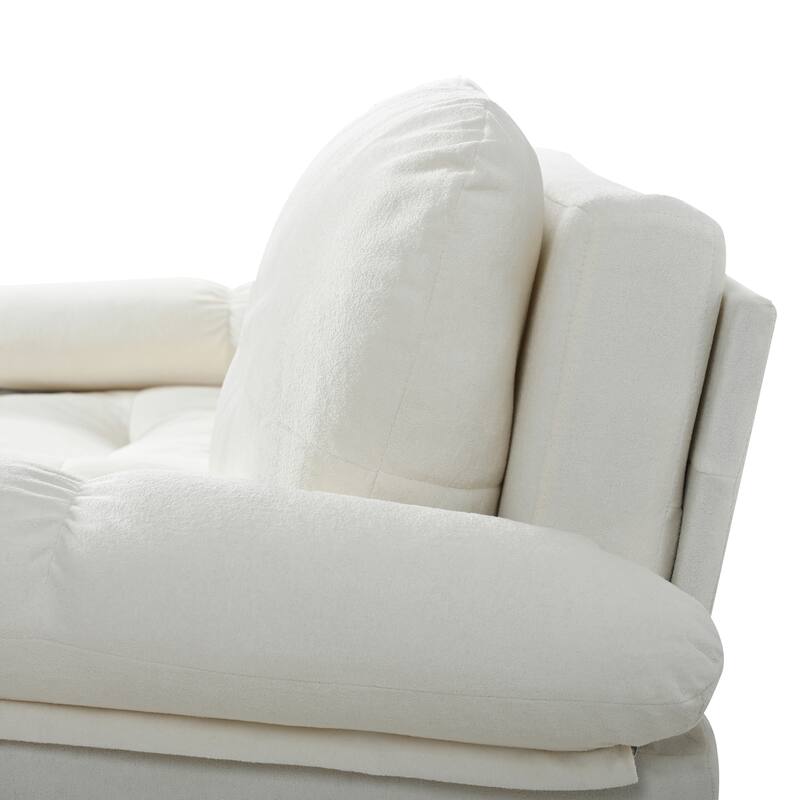 Convertible Pull Out Sofa Bed, Multi-Functional Chenille Loveseat Sofa, Casual Sofa with Thicked Cushions & Side Pocket