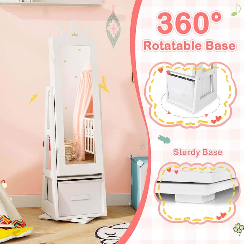 Costway Kids Jewelry Cabinet with Full-Length Mirror Foldable Drawer - See Details