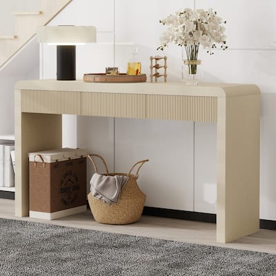 Rustic Fluted-Front Console Table with Hidden Storage by Harper&Bright Designs