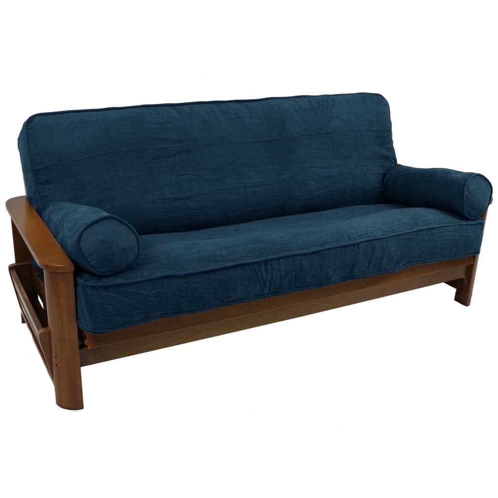 Microsuede Full-Size 8-10 Inch Thick Futon Cover Set with Two Bolster Pillows - Full
