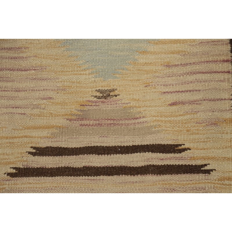 Hand Woven Oriental 100% Wool Carpet Southwestern Tribal Multi-Colored Kilim Runner Rug - 8' 0'' X 2' 2''