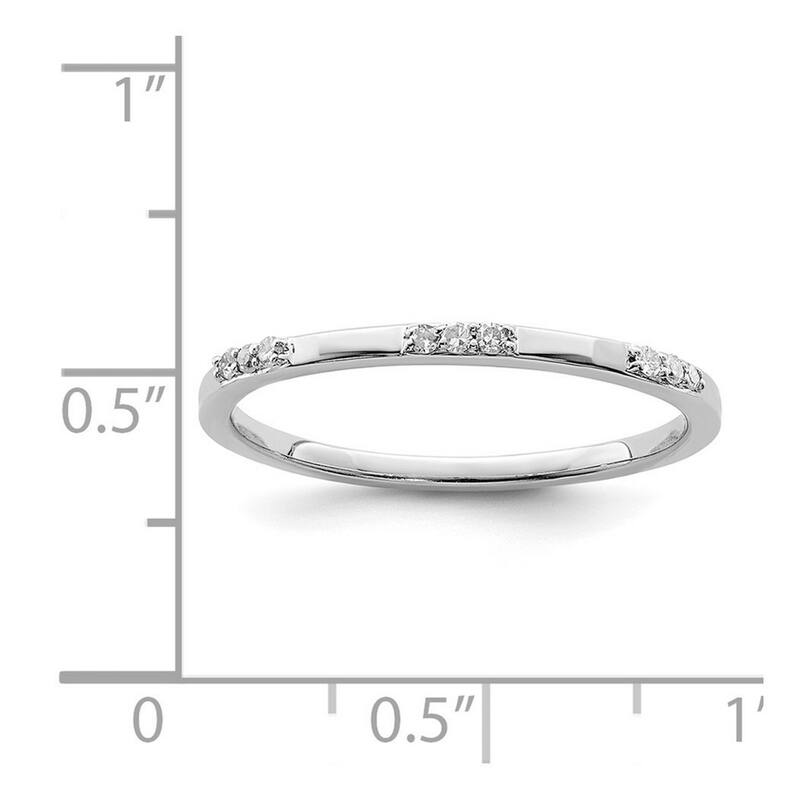 Curata 925 Sterling Silver Polished Prong set Closed back Rhodium Plated Diamond Ring