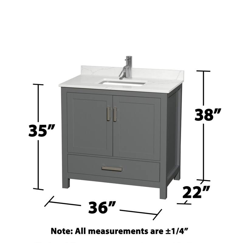 Wyndham Collection WCS141436S-QTZ-UNSM24 Sheffield 36" Free Standing
