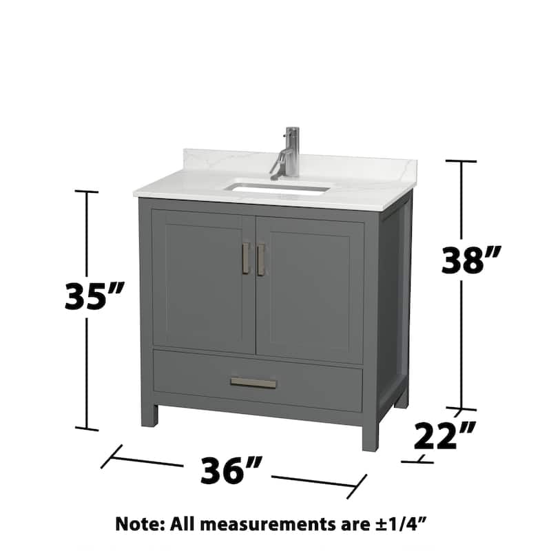 Wyndham Collection WCS141436S-QTZ-UNSMED Sheffield 36" Free Standing