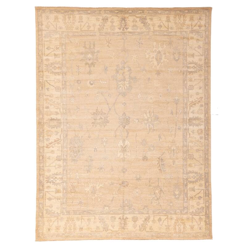 ECARPETGALLERY Hand-knotted Peshawar Oushak Tan Wool Rug - 9'0 x 11'9