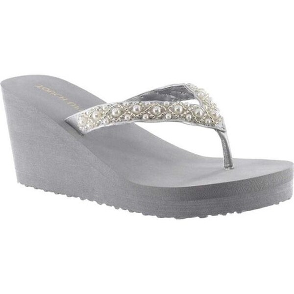 silver thong wedge sandals