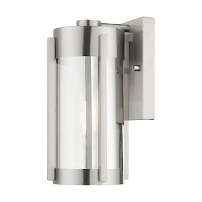 Livex Lighting 1 Light Brushed Nickel Outdoor Wall Lantern, 22380-91 - 5.25" W x 10.25" H x 6" Ext.