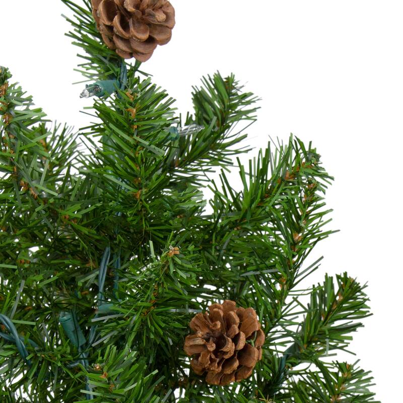 3-Foot Canadian Pine Pine Cones Artificial Christmas Tree Clear Lights - 3 Foot
