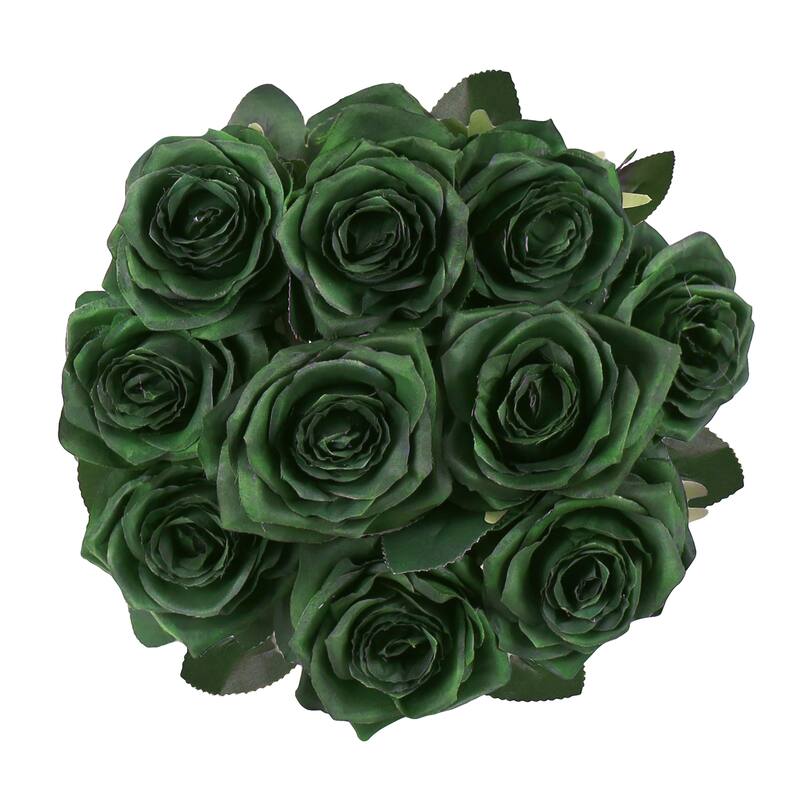Set of 2 Artificial Queen Rose Flower Stem Bush Bouquet 18in