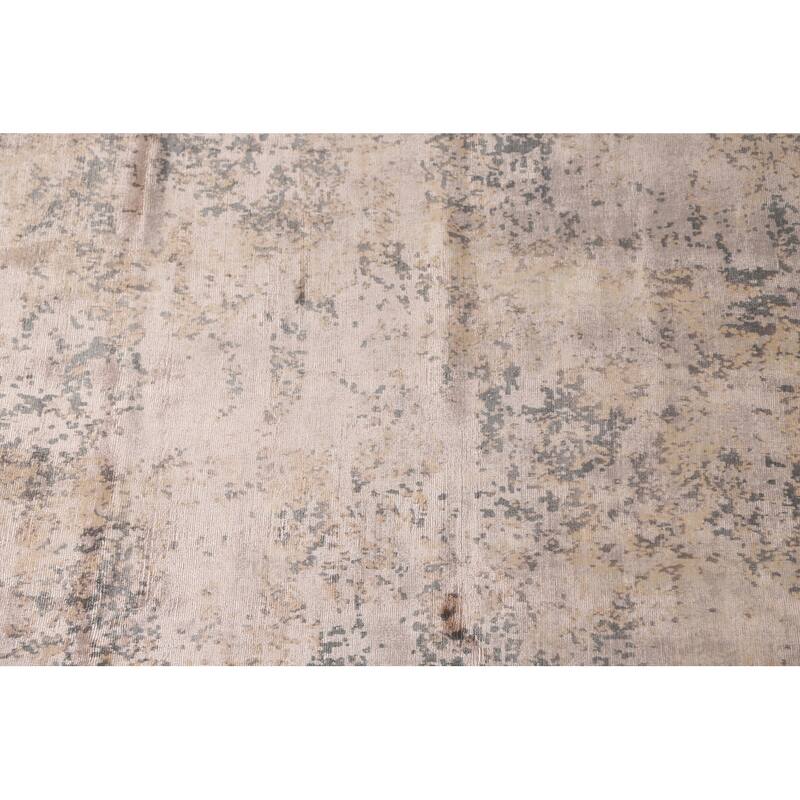 Beige Abstract Modern Area Rug Handmade Wool Carpet - 6'6" x 9'10"