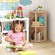 preview thumbnail 3 of 7, Coffee MDF Kids Rotating Bookshelf 8 Compartments 360-degree Swivel and Bear Baffles - 16"L x 16” W x 25.5" H