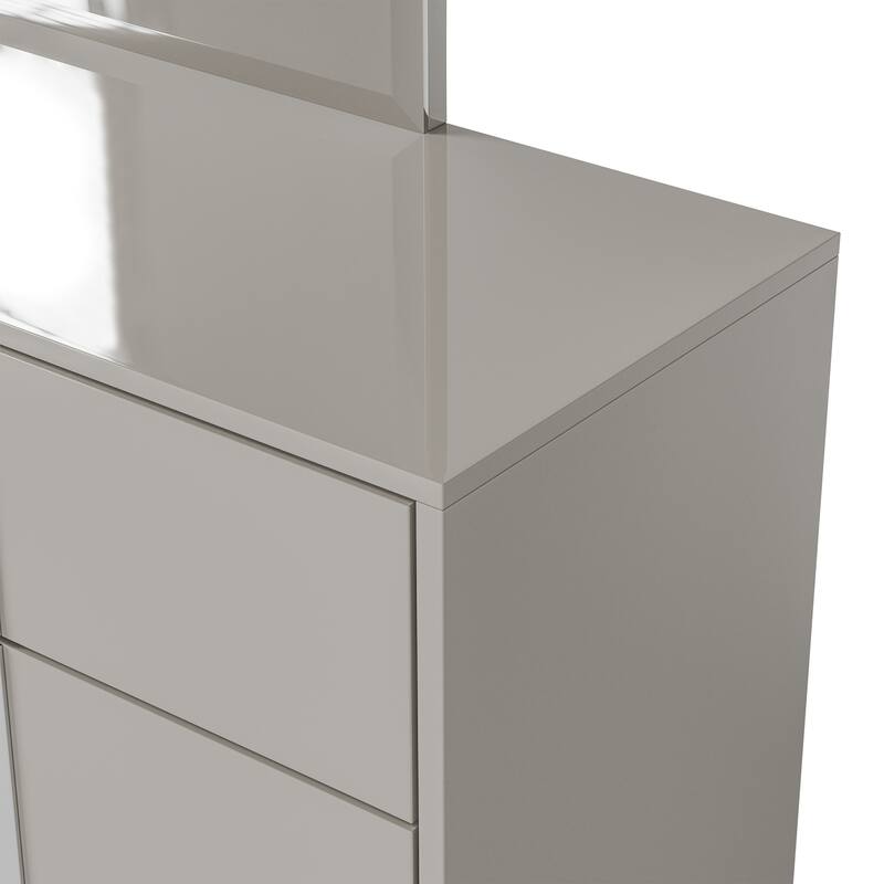 Furniture of America Erina Modern Glossy 2-Piece 6-Drawer Dresser and Mirror Set