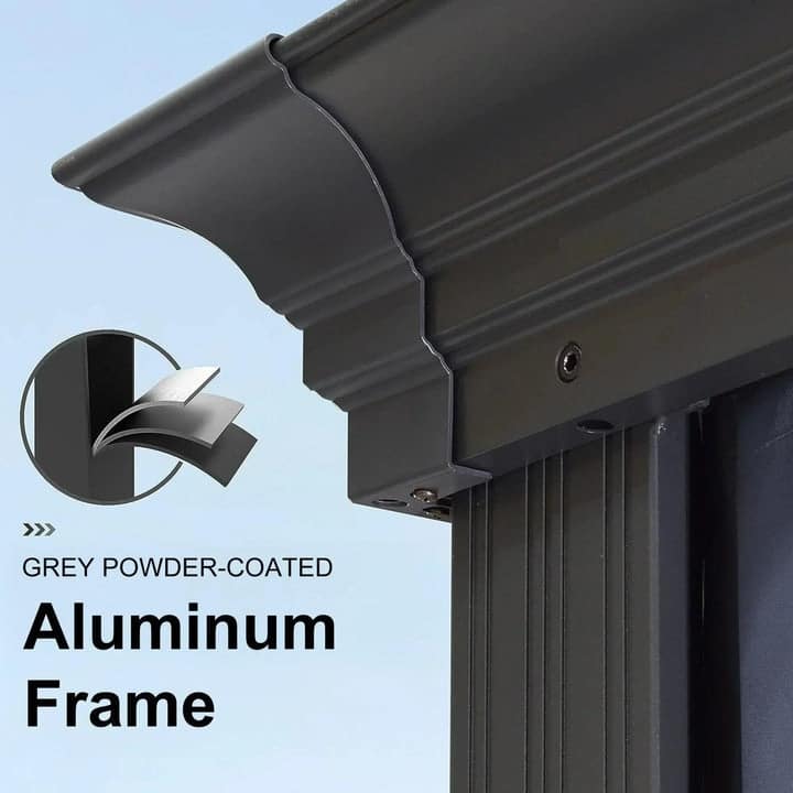 PURPLE LEAF Outdoor Galvanized Steel Hardtop Gazebo, Aluminum Frame Gazebo With Curtains