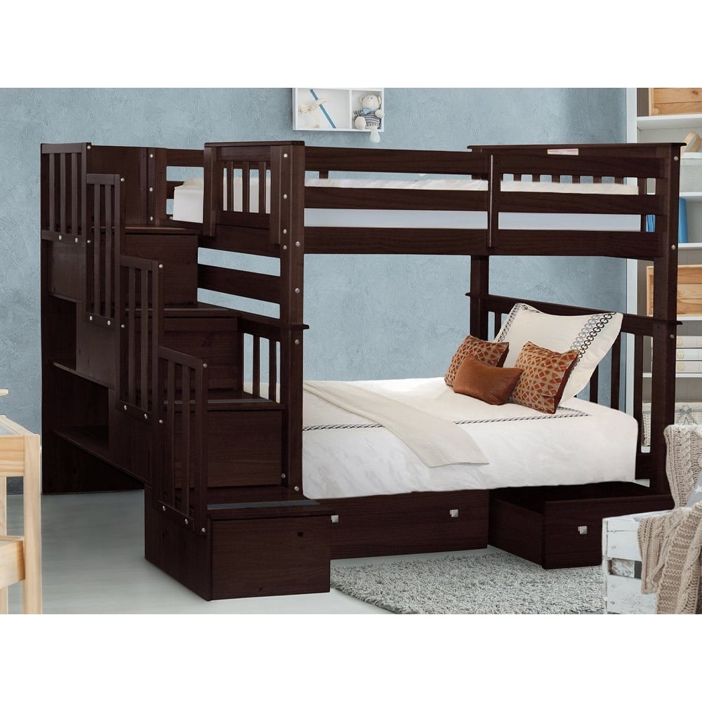 Taylor & Olive Trillium Tall Twin over Twin Stairway Bunk Bed, Drawers