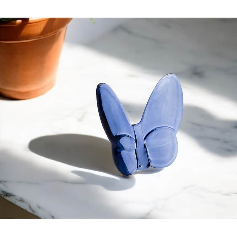 HomeRoots 3" Dark Blue Crystal Butterfly Figurine Tabletop Sculpture - Dark Blue