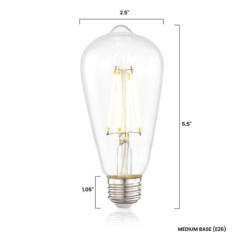 Light Society Aquella ST21 Shape LED Filament Light Bulb (Set of 4) - Clear