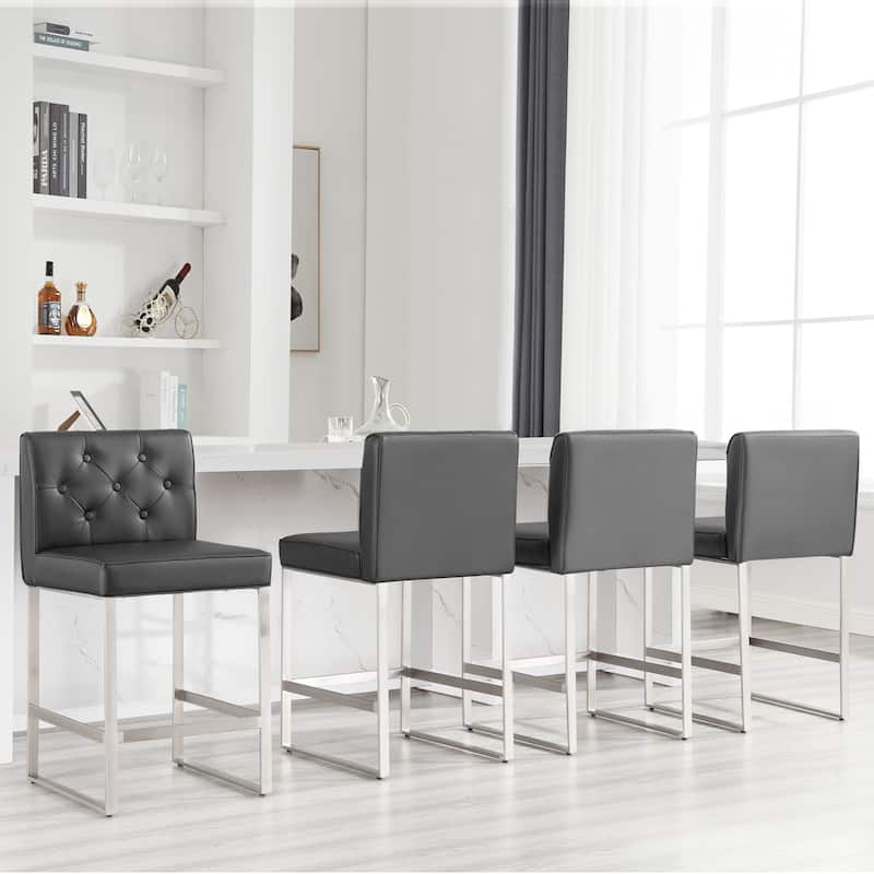 25" Faux Leather Upholstered Counter Height Bar Stools - 36.6"H x 18.9"W x 20.3"D